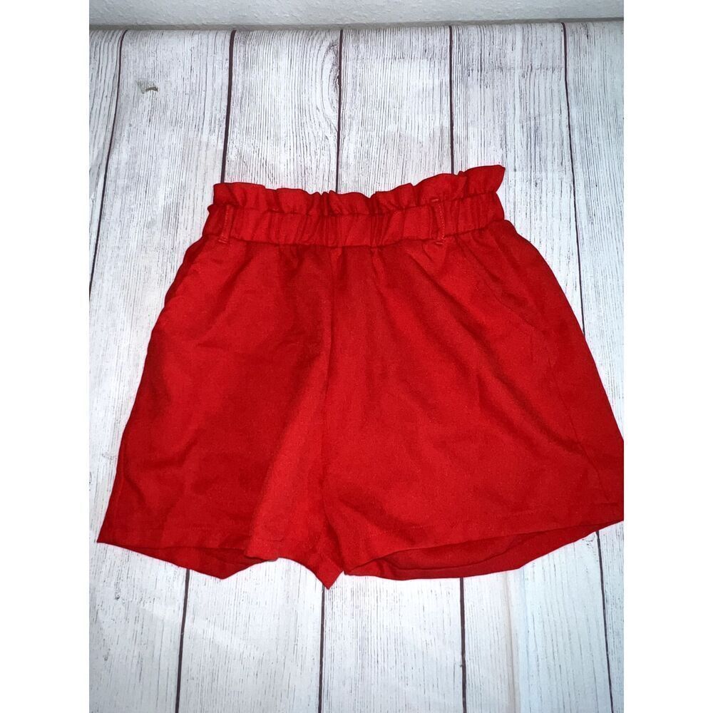 Girls Red Mid-Rise Shorts Cinched Waist Belted and pockets 11Y - 12Y